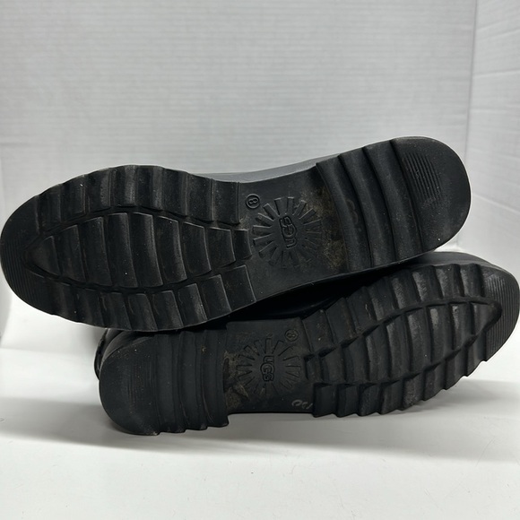 Ugg Madelyn Rain Boots 16" Tall Lace Up Military Waterproof Boot Black Size 8 - Picture 9 of 11